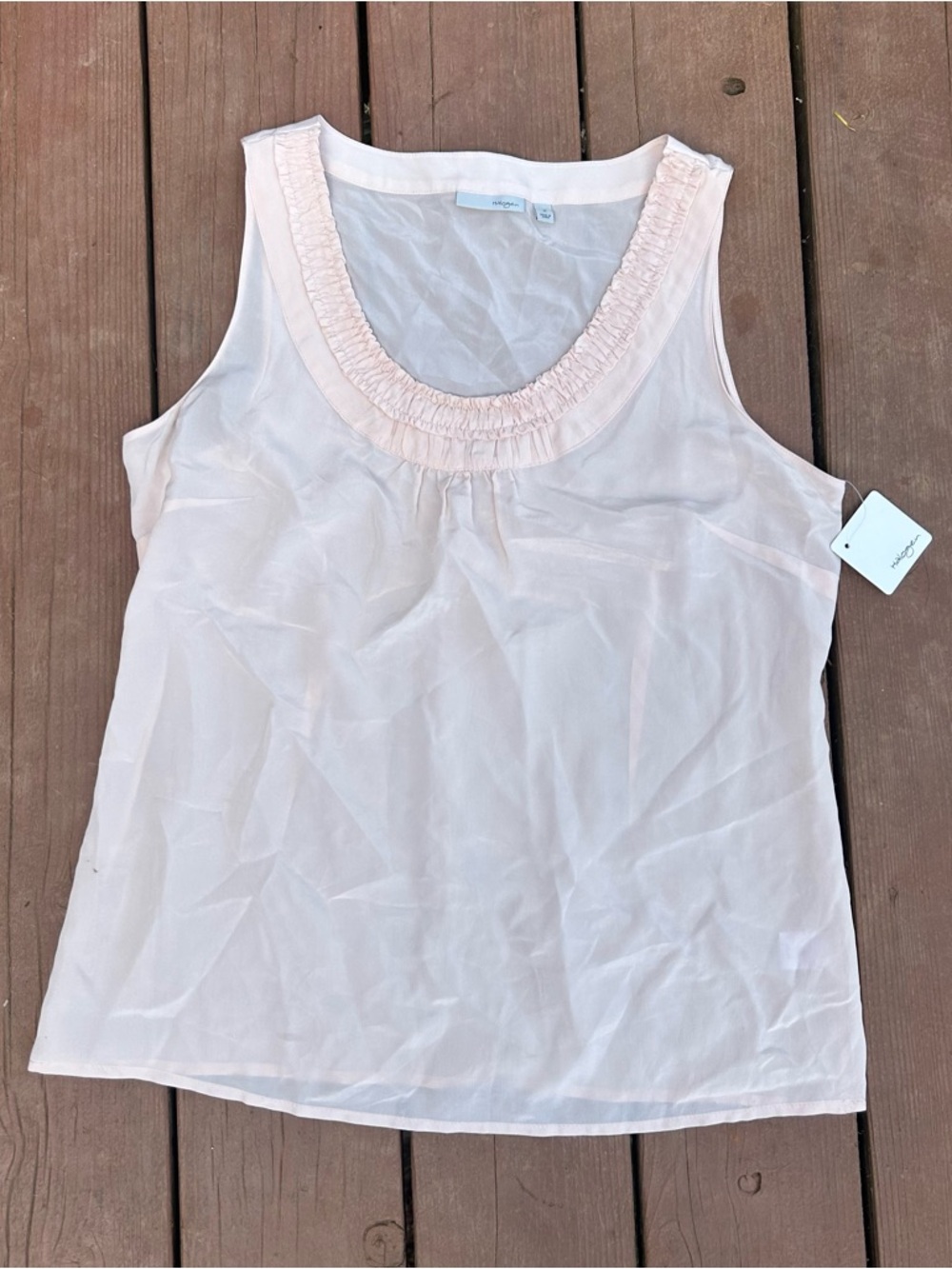 Halogen Silk Tank Top Camisole Babydoll Top Light Pink NWT Ruffle Coquette sheer